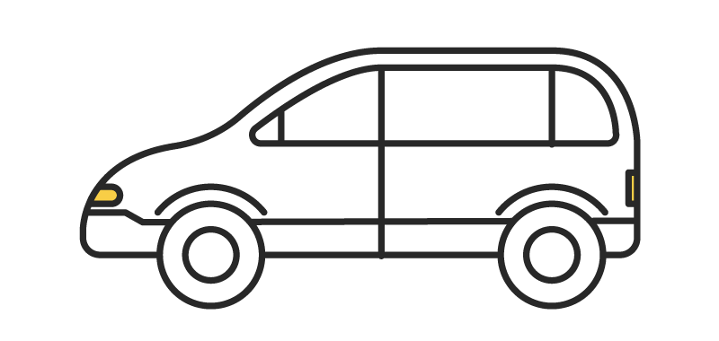 white minibus icon with black details